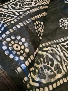 Black &amp; White Batik Linen Saree