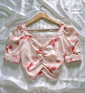 Floral Puff Sleeve Crop Top