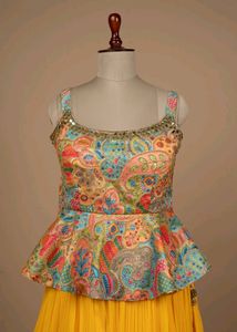 Yellow Lehenga with Peplum Top