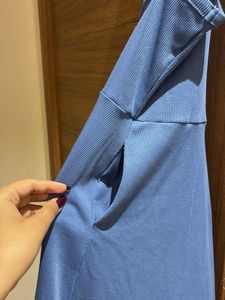 Blue Spaghetti Strap Midi Dress