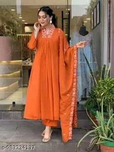Orange Embroidered Kurta Set