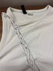 H&amp;M Ribbed Lace Up Crop Top