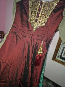 Elegant Maroon Embroidered Gown