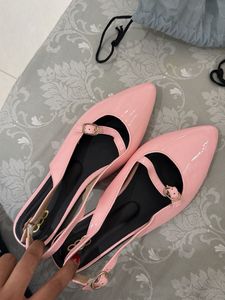 Chic Pink Pointed Toe Flats with Ankle Strap