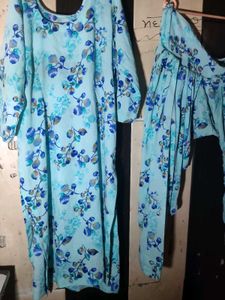 Light Blue Floral Kurta Set