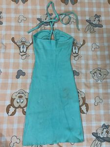 Teal Halter Neck Mini Dress