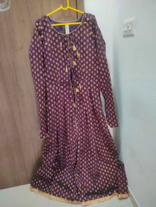 Purple &amp; Gold Anarkali Dress