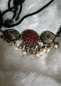 Indian Oxidized Necklace with Pearls
