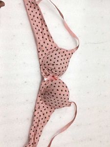 Cute Pink Heart Print Bra