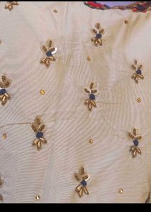 bust 38 Elegant Blue &amp; White Embroidered Kurta Set