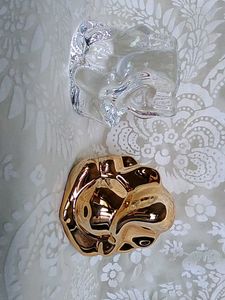 Ganesha Idols - Clear Crystal &amp; Gold
