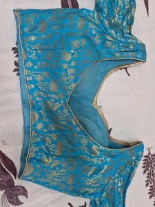 Elegant Blue Brocade Blouse