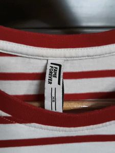 Fame Forever Striped Red &amp; White T-Shirt