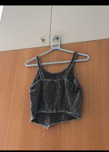 Embroidered Grey Sleeveless Top