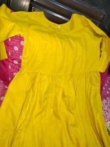 Yellow Casual Dress anarakali long
