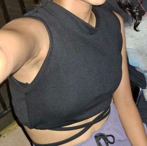 Black Sleeveless Crop Top