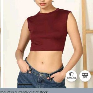 M size Maroon Crop Top - Sleeveless backless Style