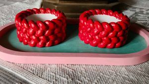 Decorative Red Braided Candles