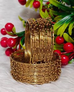 Gold Tone Beaded Bangles Set
