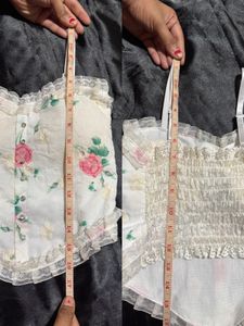 Floral Lace Trim Corset Top