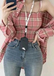 Pink Plaid Layered Top
