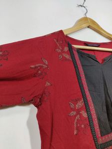 Red Floral Print Tunic Dress