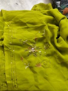 Embroidered Saree with three blouse