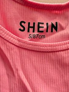 Shein Pink Ribbed Sports Bra