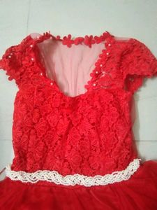 Red Lace &amp; Tulle Gown