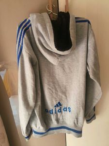 Adidas Gray &amp; Blue Striped Jacket
