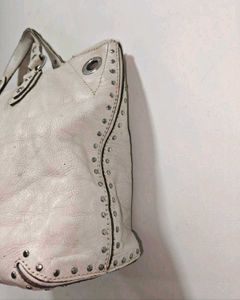 Michael Kors White Astor Leather Studded Bag