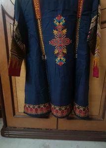 Embroidered Dark Grey Kurta