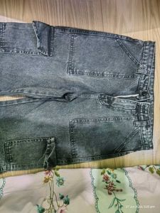Stylish Washed Black Cargo Jeans