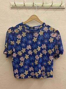 Zudio Sheer Floral Crop Top