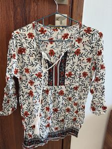 Boho Floral Print Tunic Top