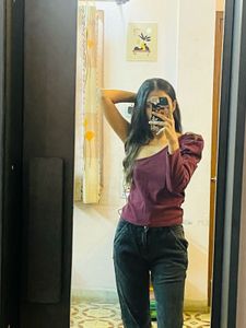 Maroon Off Shoulder Top