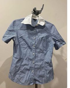 Blue Striped Button-Up Shirt