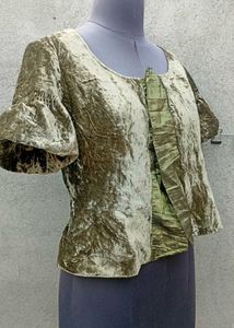 Velvet Ruffle Sleeve Blouse
