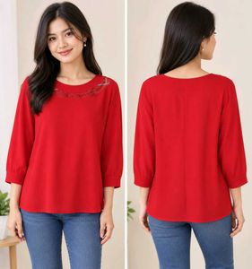 Vibrant Red Embellished Top for winter / autumn se
