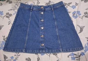 H&M Classic Blue Denim A-Line Skirt +🎁