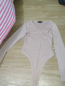 PrettyLittleThing Pink Henley Bodysuit