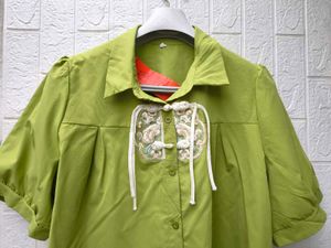 Korean Pinterest Premium Chic Green Chinese Top