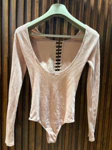 Chic Ribbed Long Sleeve Top with Eyelet Detail by