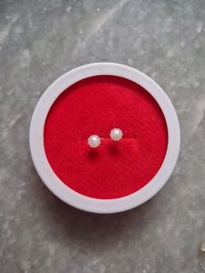 pure silver Elegant Pearl Stud &amp; Hook Earring Set