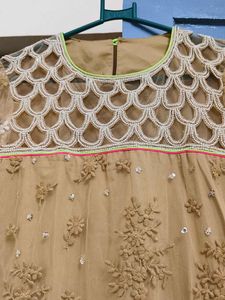 Embroidered Kurta embellished with fake  pearls