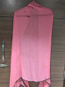Elegant Pink Dupatta with Embellished Border