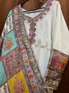 Elegant White gown with Dupatta