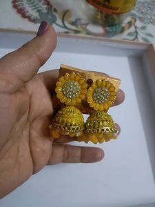 New Beautiful Yellow Party Wear Jhumkas