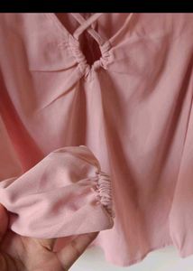 Chic Pink Criss-Cross V-Neck Top