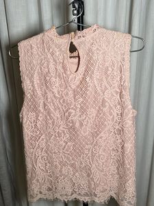 Forever New Pink Lace Mock Neck Top